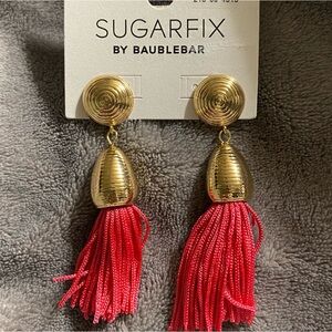 Boho Gold w/Pink Drop-down Tassel Earrings by BaubleBar